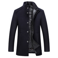 Solid Color Casual Men's Woolen Coat