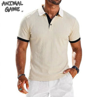 Polo homme en maille texturée – Manches courtes, extensible et élégant
